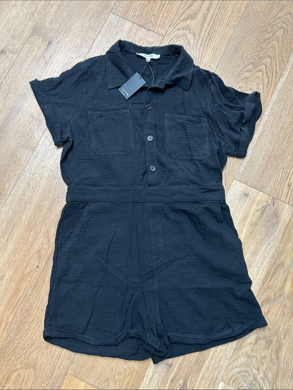 Joe's Jeans Black Cotton- Gauze Short Sleeve Romper